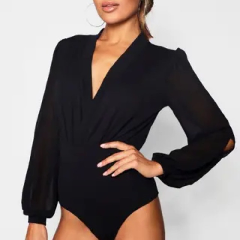 Bardot Anthropology Wrap Sheer Top Blouse